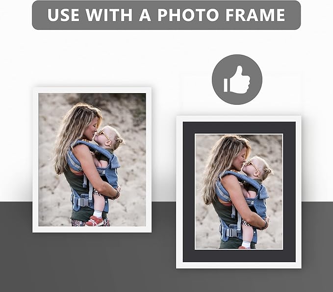10 Pack Pre-Cut 11 x 14 Black Picture Mats for 8x10 Photos - White Core Bevel Cut Frame Matte, Acid Free, Ideal for Frames/Artwork/Prints