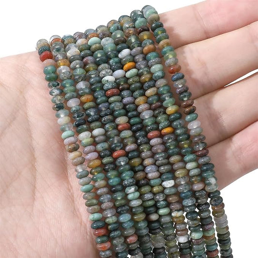 Natural Indian Agate Disk Stone Beads 4x2mm 160pcs Rondelle Loose Semi Gemstone Beads for Jewelry Making Design