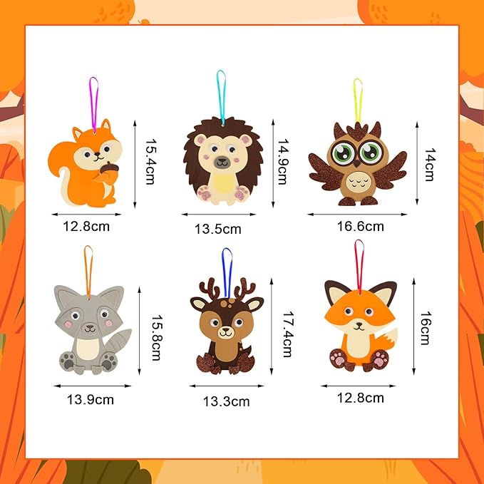 Fennoral 12 Pack Fall Craft Kit for Kids Make You Own Fall Animal Foam Stickers Fall Arts and Crafts DIY for Kids Boys Girls Party Supplies Thanksgiving Autumn Decoration
