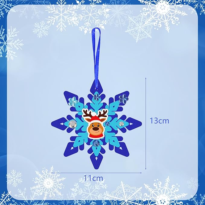 Fennoral 18 Pack DIY Snowflakes Craft Kit for Kids Make You Own Snowflake Foam Sticker Ornament DIY Christmas Arts and Crafts for Chirstmas Party Supplies Winter Christmas Tree Decoration