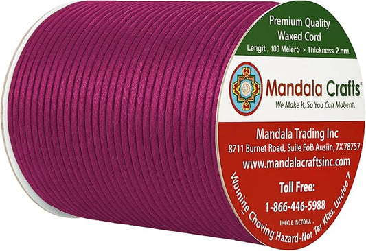 Mandala Crafts 2mm 109 Yards Dark Violet Cotton Waxed Cord for Jewelry Making Bracelet Cord Waxed String - Beading String Thread Jewelry Cords for Necklaces String