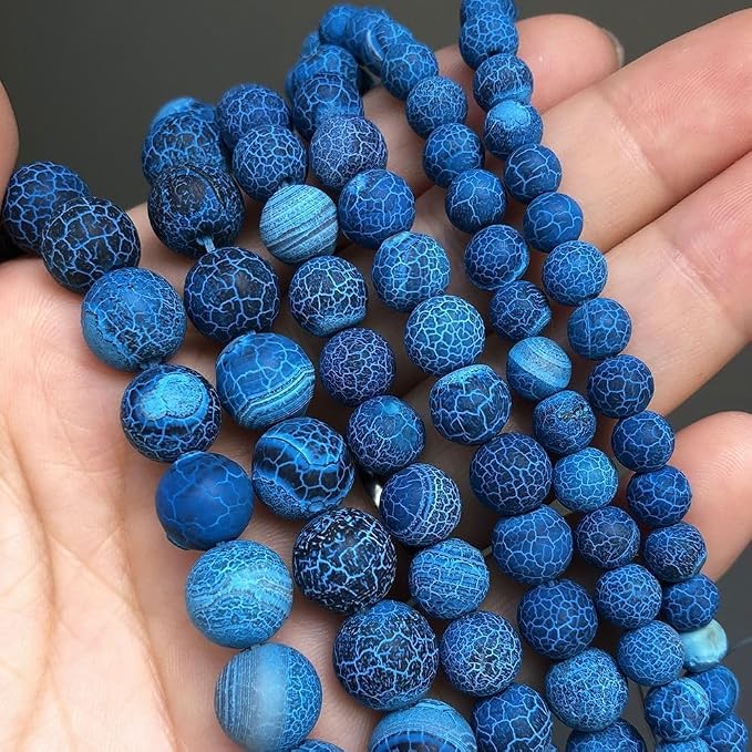 60pcs Deep Blue Frosted Oxidized Natural Gemstone Beads,6mm Round Loose Stone - Image 7