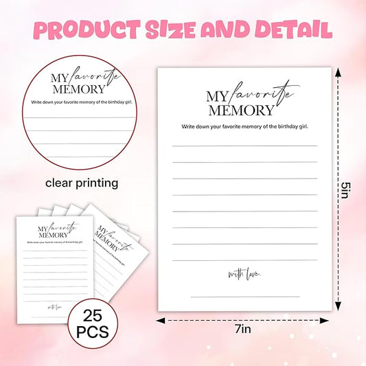 Birthday Party Games, My Favorite Memory, 25 Pcs Card Set for Guests, Fun Birthday Game for Teen Adults – A06