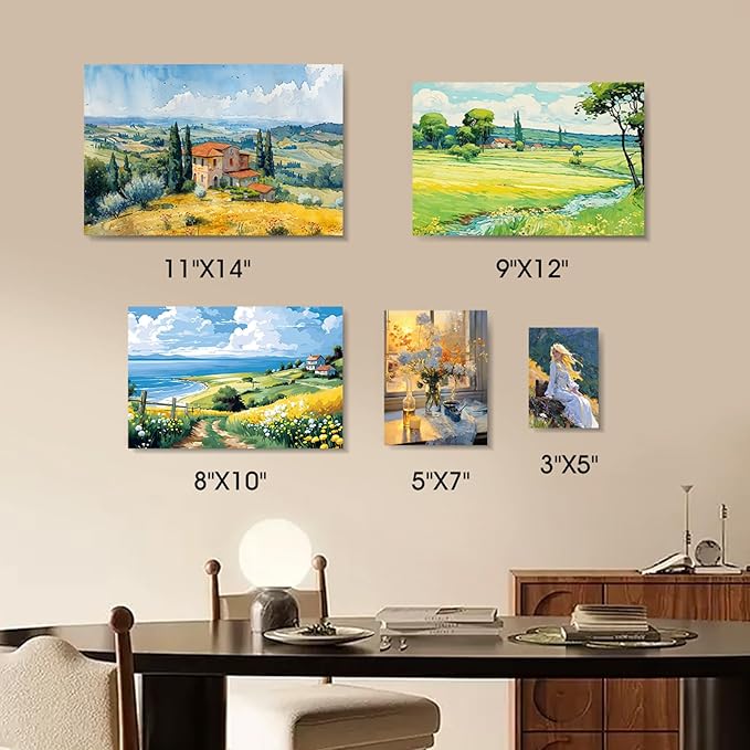 FUMILE Stretched Canvas, Canvases for Painting Multi 5 Pack 3x5,5x7,8x10,9x12,11x14(1 of Each), Cotton Primed Acid Free Blank Canvases for Painting for Oil Paint, Acrylic Paint, Gouache and Tempera.