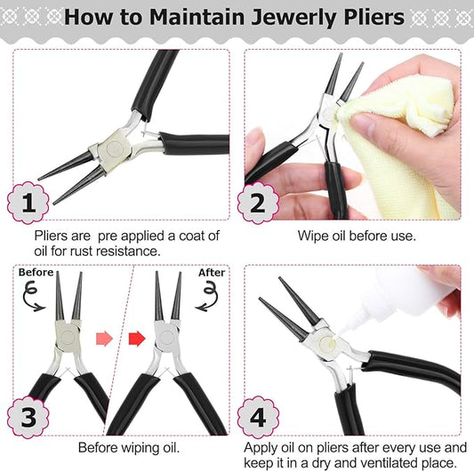 Jewelry Pliers, Cridoz Beading Pliers Set with Needle Nose Pliers, Round Nose Plier and Wire Cutter for Jewelry Making Beading Repair Supplies and Crafting (set of 3)