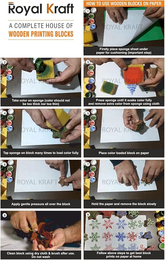 Henna Print Stamps Classy Small Round Shape Wooden Blocks (Set of 10) Htag2155