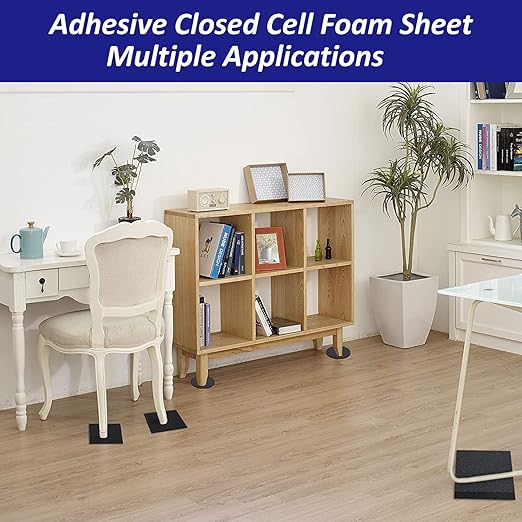 Foam Padding Sheets with Adhesive Backing - Self Stick Neoprene Insulation Foam,4PCS 3/4 Inch Thick X 4 Inch Long X 4 Inch Wide - Closed Cell Foam Sheet Square Pad