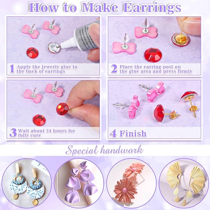 Anezus Jewelry Glue with 600pcs Stainless Steel Earring Posts and Backs - Image 7