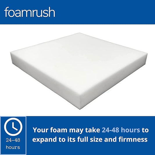 FoamRush 8" H x 24" W x 24" L Upholstery Foam Cushion High Density (Square Foam for Dining Chairs, Chair & Wheelchair Seat Cushion Replacement)