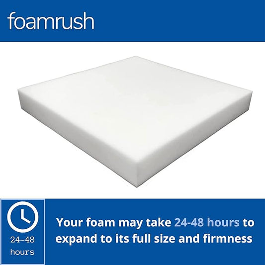 FoamRush 10" H x 24" W x 24" L Upholstery Foam Cushion High Density (Chair Cushion Square Foam for Dinning Chairs, Wheelchair Seat Cushion Replacement)