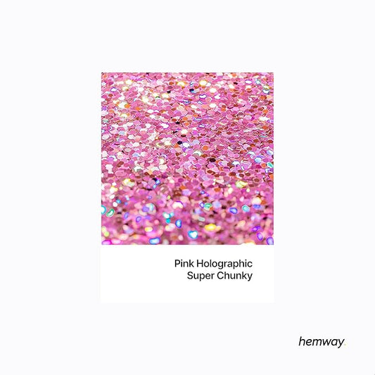 Hemway Glitter for Resin 100g Rose Pink Holographic Metallic Crystals for Epoxy Craft Super Chunky Flakes Tumblers Wax Melt