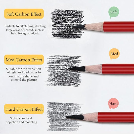 Heshengping Professional Charcoal Pencils Drawing Set Sketching Kit -6 Pieces Soft, Medium Hard Charcoal Pencils for Drawing Sketching Shading Artist Pencils for Beginners Artists