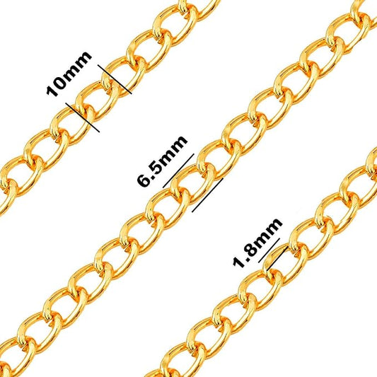 Jishi 16ft Aluminium Curb Chain Roll, Thick Twisted Chain Links, Gold Plated Metal Craft Chain Curb Link Chain Spool for Jewelry Making Necklace Bracelet DIY Crafts, Jewelry Making Findings Supplies