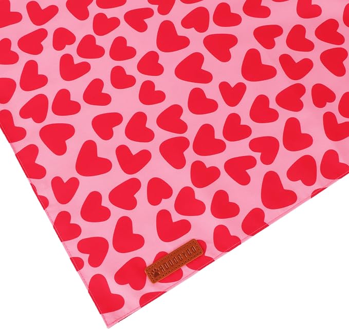 ADOGGYGO Valentine Dog Bandana 2 Pack, Reversible Red Pink Heart Puppy Scarf Bib - Image 6