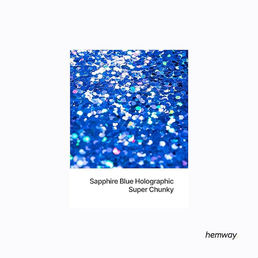Hemway Glitter for Resin 100g Sapphire Blue Holographic Metallic Crystals for Epoxy Craft Super Chunky Flakes Tumblers Wax Melt