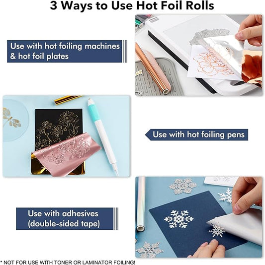 12 Pack Heat Transfer Gold Foil Sheets for Crafts Embossing Stamp Tool Heat Activated Thermal Toner Reactive Foil Roll 5.9inx4.26ft Add Stunning Foiled Elements to Any Card, Scrapbooking, DIY