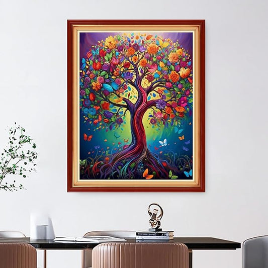 Foxdiviy Cross Stitch Kits - Colorful Tree 16x20 inch - 11CT Embroidery Patterns - Art Crafts DIY Needlework Starter Kits for Beginners Adults
