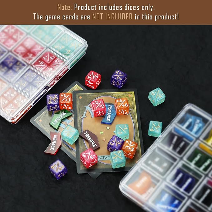 108PCS MTG Keyword Counters Tokens & 12mm MTG Life Counter Dice Set for Magic Card with Box, Compatible with Magic CCG Card Gaming Accessories