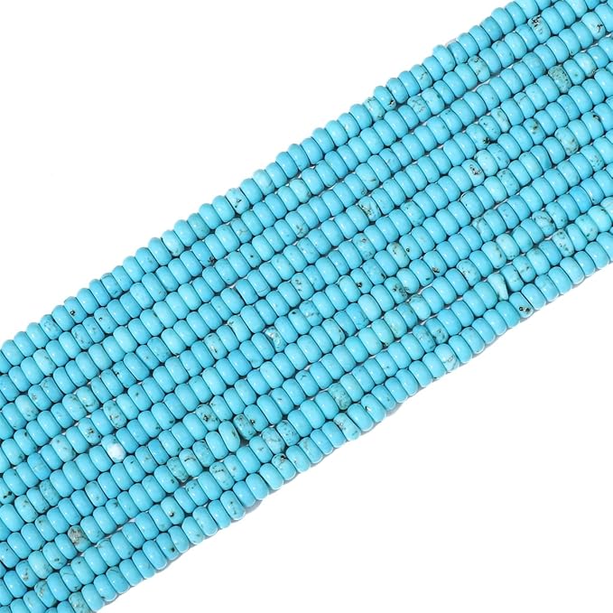 Natural Blue Turquoise Disk Stone Beads 4x2mm 160pcs Rondelle Loose Semi Gemstone Beads for Jewelry Making Design