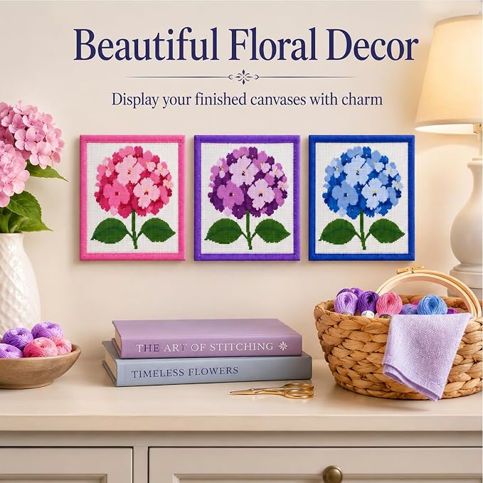 Zplontya Needlepoint Canvas Kit Include 3PCS Flower Printed Patterns Bound - Image 8