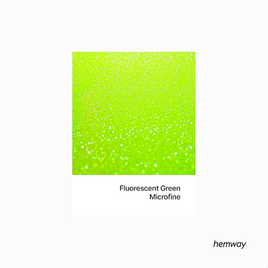 Hemway Polyurethane & Epoxy Resin Glitter 100g / 3.5oz Metallic Crystal Flake Additive for Flooring Jewelry Tumblers Glass Pigment - Microfine (1/256" 0.004" 0.1mm) - Fluorescent Green
