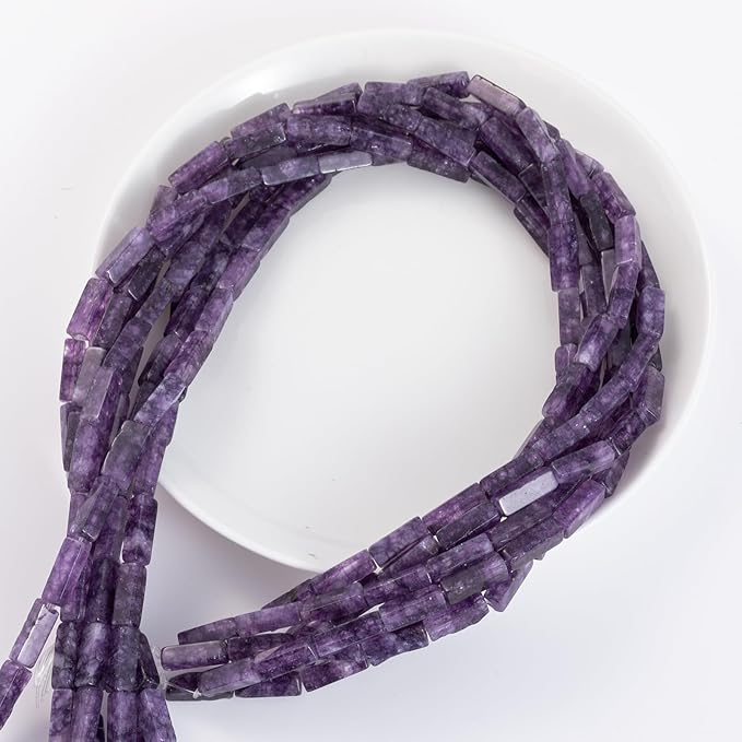 Natural Amethyst Rectangle Tube Beads 4x13mm 38cm/str Loose Semi Gemstone Stone Beads for Making Bracelets Necklace Earrings