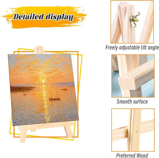 12 Pack Easel for Painting, 9 Inches Easel, Tabletop Painting Canvas Tall Wood Display Easels Set of 12, Art Craft Painting Easel Stand for Artist Adults Students