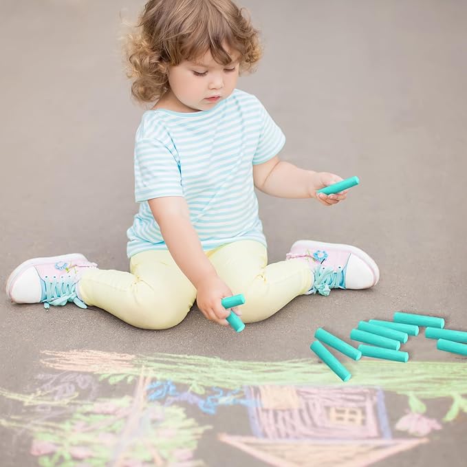 20 Pcs Sidewalk Chalks for Kids Non Toxic Jumbo Chalk for Party Gift Outdoor Art Classroom Play Painting (Green)