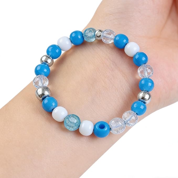 1000PCS 6x9mm Blue and White Pony Beads, Kandi Beads - Image 9