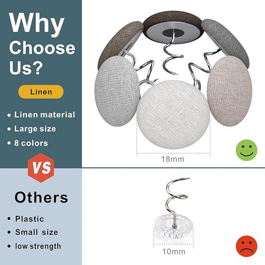 Linen Fabric-Covered Twist Pins - 8 Colors Upholstery Pins & Bed Skirt Pins -Used to Secure Sofa Cushion, Armrest Covers, Furniture & Bed Skir(12, Brown)