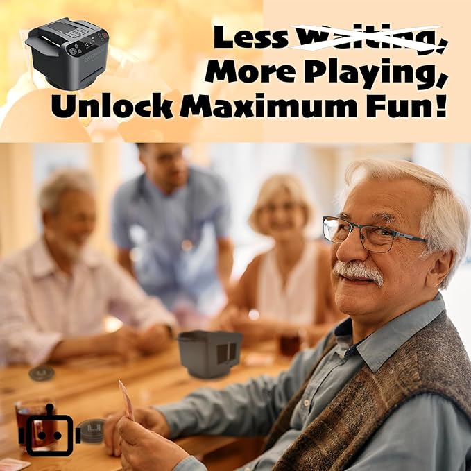 2025 New Smart 2-in-1 Automatic Card Shuffler and Dealer,Programmable Card Dealer,Card Shuffler 2 Deck,360° Rotation,Ultra Quiet,Rechargeable,Support 12 Players (Black Pro+8 remotes)