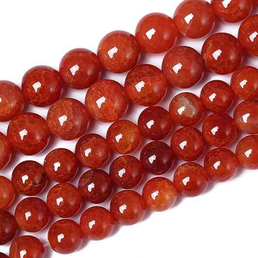 6mm 60pcs Natural Red Dragon Vein Agate Stone Beads for Jewelry Making Energy Healing Round Beads DIY Bracelet Necklace Accessories 15" (6mm, Red Dragon Vein Agate)