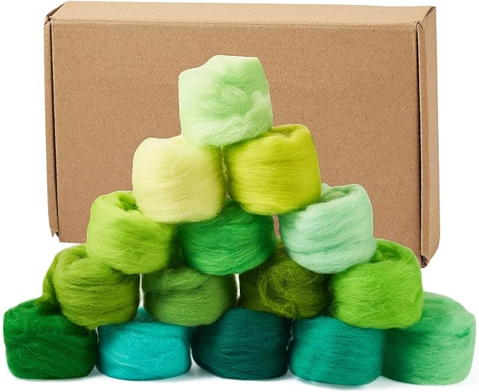 FASHEWELRY 2.65 oz Green Wool Roving - Image 8