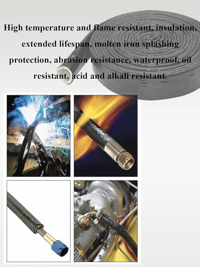 YAMAKATO 1/4" ID Heat Shielded Fire Thermo Armor Fire Sleeve Silicone Coated - Image 6