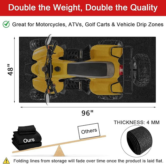 Golener Oil Spill Mat - Garage Floor Mat, Absorbent Oil Pad, Premium Maintenance Mat, Waterproof, Contain Liquid, Protect Garage Surface from Spill & Stain, Reusable, Washable, Durable, Black, 48”x96”