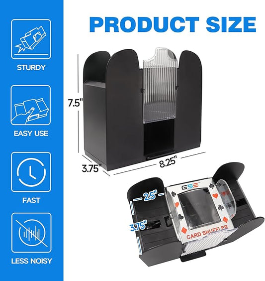 GSE Games & Sports Expert 6-Deck Automatic Card Shuffler, AC/DC-Power & Battery-Operated Electric Shuffler Machines for Playing Cards, Blackjack, Texas Hold'em, Canasta, Bridge, Rummy, UNO