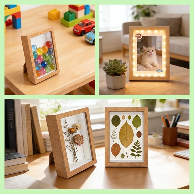 VOKOY 5 Pack 4" x 6" Shadow Box Frame, Small Wood Hollow Picture Frame - Image 7