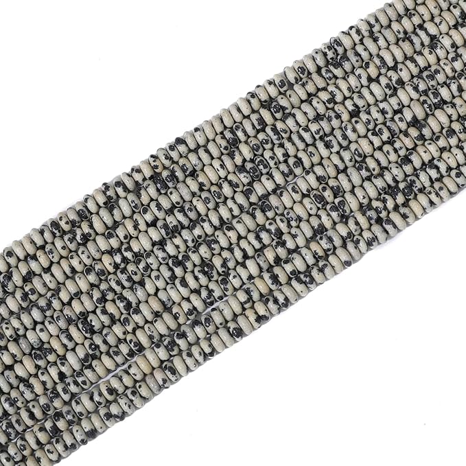 Natural Dalmatian Disk Stone Beads 4x2mm 160pcs Rondelle Loose Semi Gemstone Beads for Jewelry Making Design