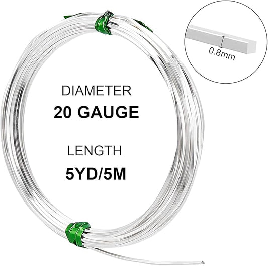 BENECREAT 20 Gauge 16 Feet Brass Square Wire, Silver Brass Wire for Jewelry Beading Craft Work