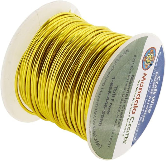 Mandala Crafts 16 Gauge Anodized Aluminum Craft Wire for Jewelry Making - 100 FT Colored Flexible Light Gold Tone Wire - Bendable for Bonsai Armature Crafting Sculpting