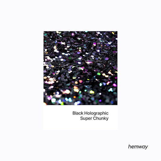Hemway Glitter for Resin 100g Black Holographic Metallic Crystals for Epoxy Craft Super Chunky Flakes Tumblers Wax Melt