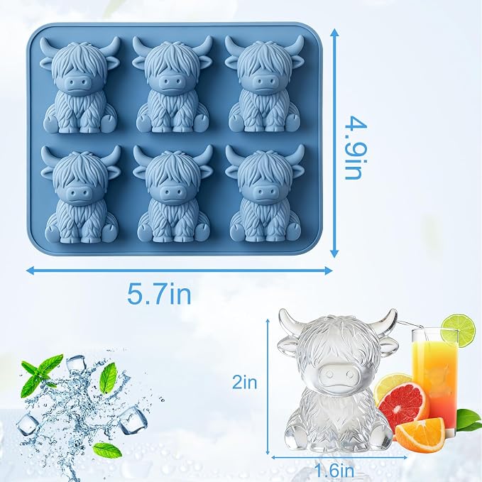 Mini Highland Cow Ice Cube Mold,Cute 3D Highland Cow Silicone Ice Cube - Image 7