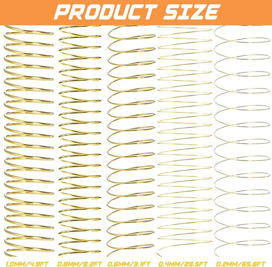 Mixweer 15 Pcs 5 Size Copper Wire 18 20 22 26 32 Gauge Tarnish Resistant Jewelry Wire for Jewelry Making 121 Yard Metal Beading Crafting (Gold)