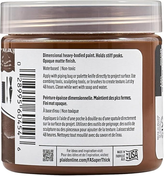 FolkArt Super Thick Acrylic Paint with a Textured Finish, Brown, 4 oz