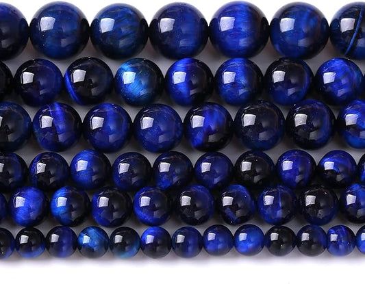 Natural Stone Lapis Blue Tiger Eye Beads Round Loose Spacer Beads for Jewelry Making DIY Bracelet Necklace 10mm 38pcs