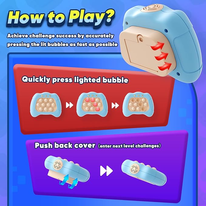 Handheld Game for Kids 6-12, Sensory Fidget Toys for Kids 8-12, Birthday Gifts for 6 7 8 9 Year Old Boys & Girls & Teens-Blue
