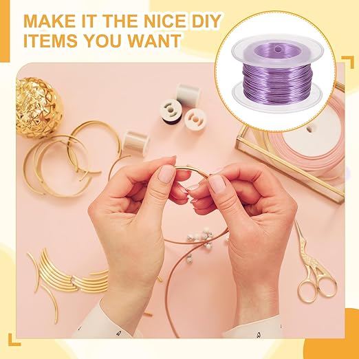 uxcell 20 Gauge / 0.8mm Anodized Aluminum Wire for Jewelry Craft Making, 102 Feet Bendable Flexible Wire for DIY Home Decor Gardening Sculpture, Light Purple