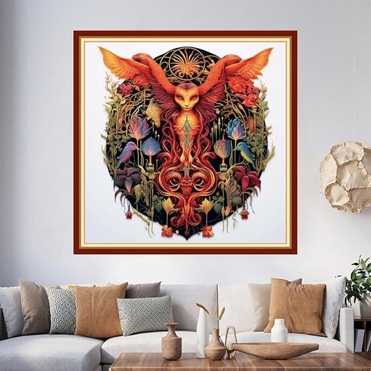 Foxhool Beginners Cross Stitch Kits Stamped Full Range of Embroidery Kits for Adults DIY Cross Stitches kit Embroidery Patterns for Needlepoint kit-Magic Holika 17.7x17.7 inch