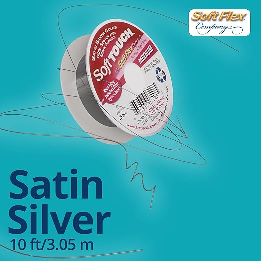 Soft Flex 49 Strand Stringing Wire - Flexible Braided - Medium 0.19 Diameter - Jewelry Making Bead Wire - Satin Silver