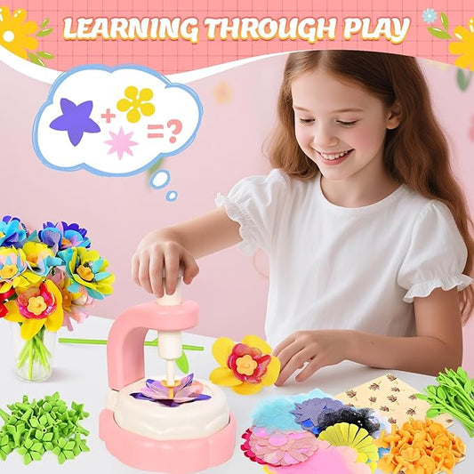 Fabric Flower Bouquets Toys - Arts & Crafts for Kids,Educational Toys for 4 5 6+ Year Old Girls,DIY Toddler Craft Kits for Girls Ages 4-6,Build Your Flower Bouquet, Ideas Birthday Gifts for Girl